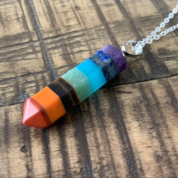 goddess zodiace Jewelry - Multi Stone Chakra Hexagon Point Pendant Necklace